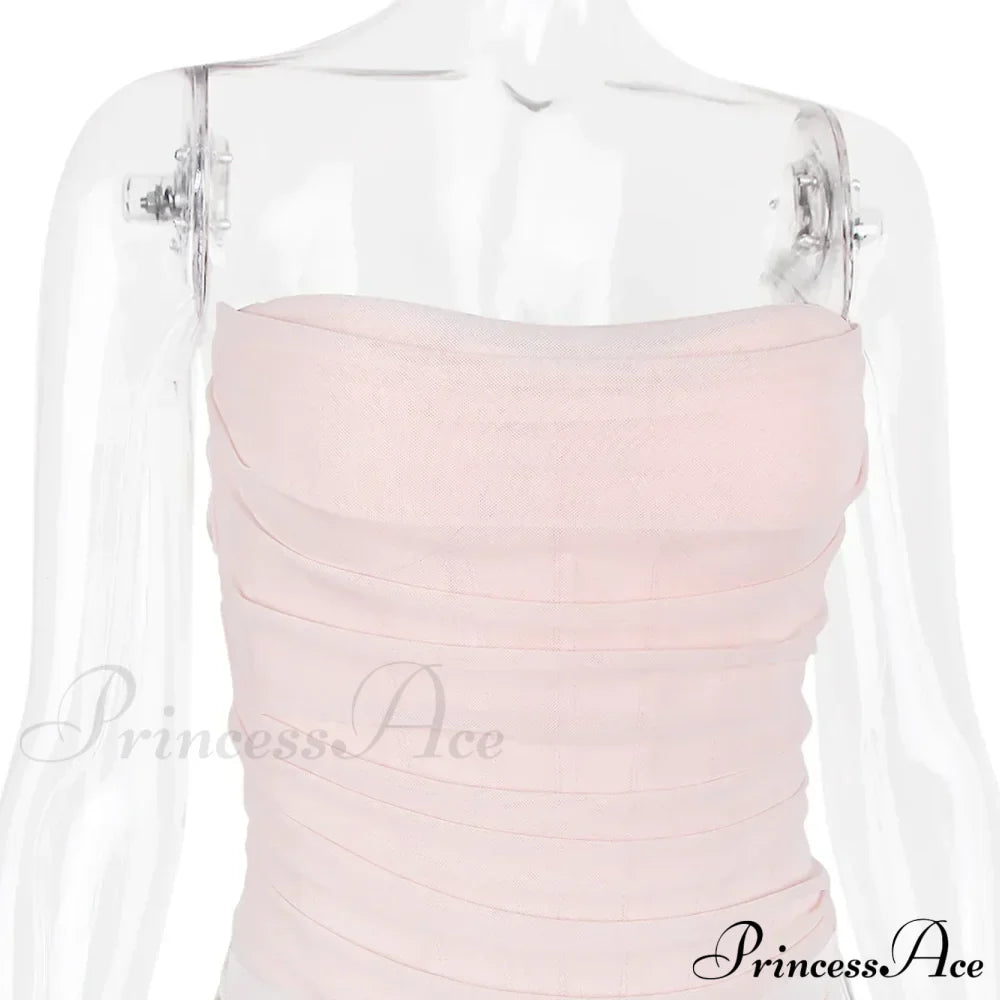 Pink Mesh Stylish Tube Corset Top image 10