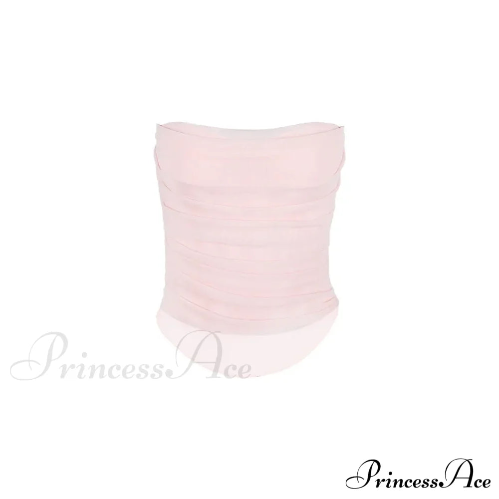 Pink Mesh Stylish Tube Corset Top image 3