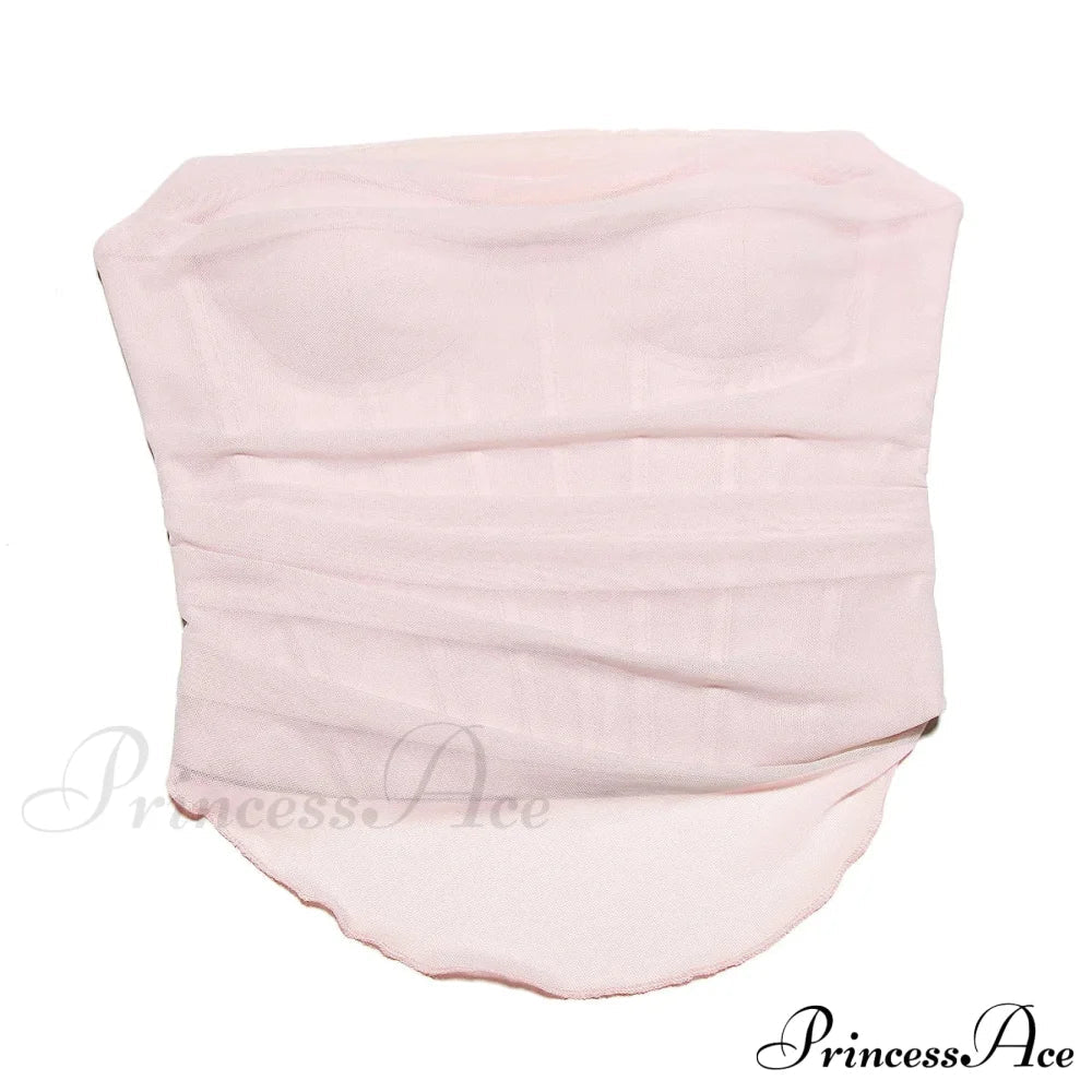 Pink Mesh Stylish Tube Corset Top image 12