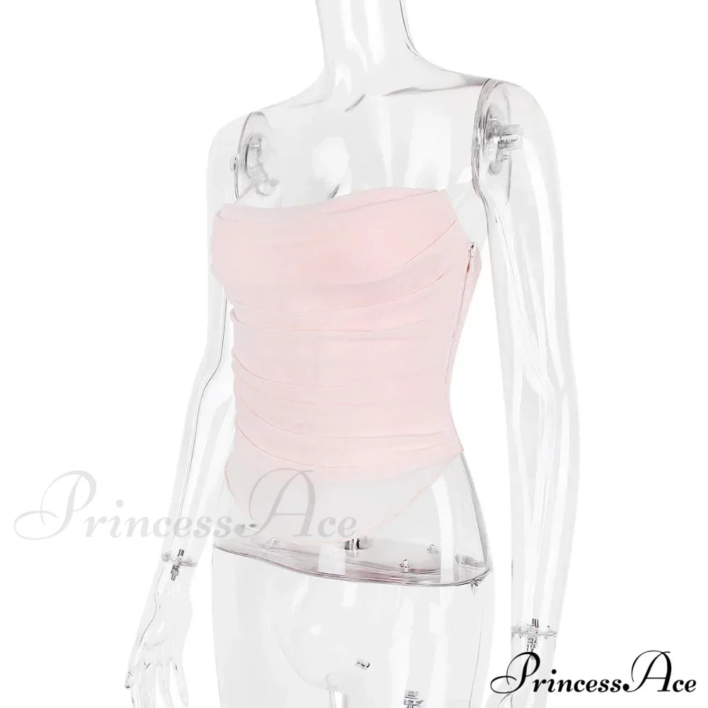 Pink Mesh Stylish Tube Corset Top image 9