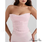 Pink Mesh Stylish Tube Corset Top image 1