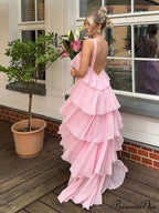 Pink Pleated Stylish Halter Maxi Dress image 2