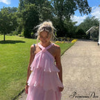 Pink Pleated Stylish Halter Maxi Dress image 17