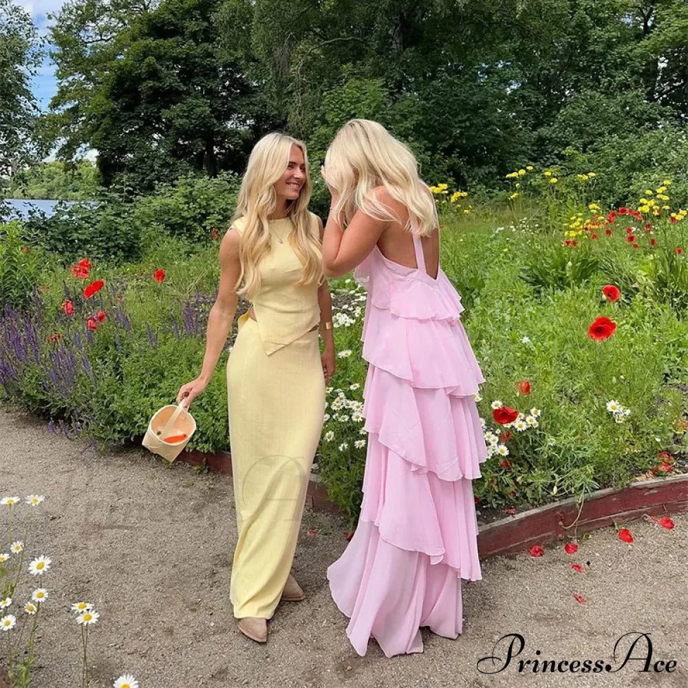 Pink Pleated Stylish Halter Maxi Dress image 10