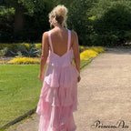 Pink Pleated Stylish Halter Maxi Dress image 18
