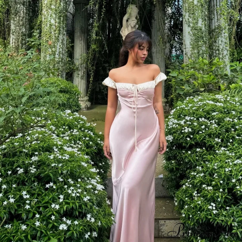 Pink Satin Ruched Charming Contrast Sleeve Dress image 1