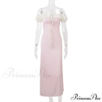 Pink Satin Ruched Charming Contrast Sleeve Dress image 6