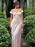 Pink Satin Ruched Charming Contrast Sleeve Dress image 3