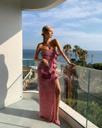 Pink Sequin Off-Shoulder Party Dress image 2