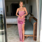 Pink Sequin Off-Shoulder Party Dress image 3