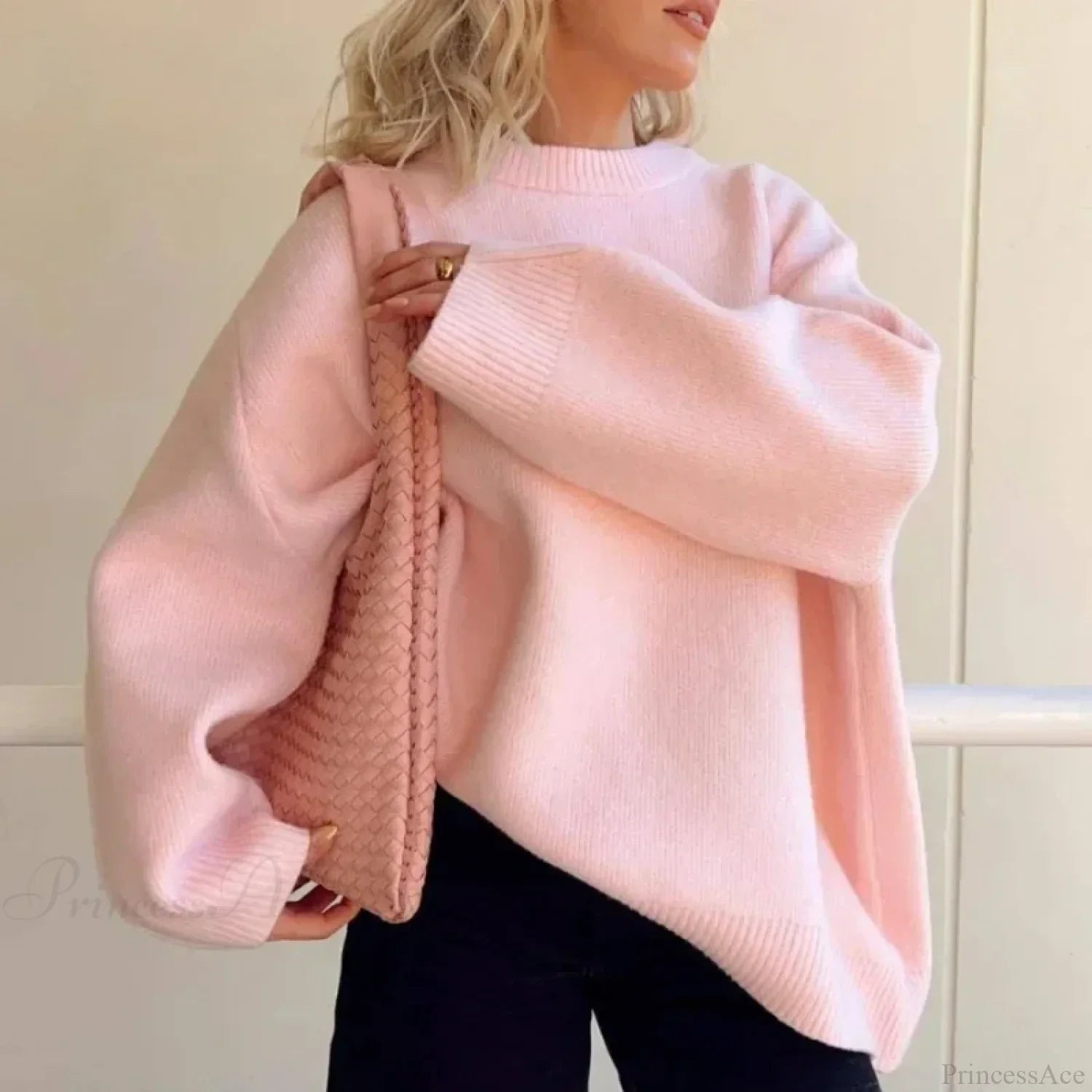 Pink Streetwear O-neck Sweater image 1