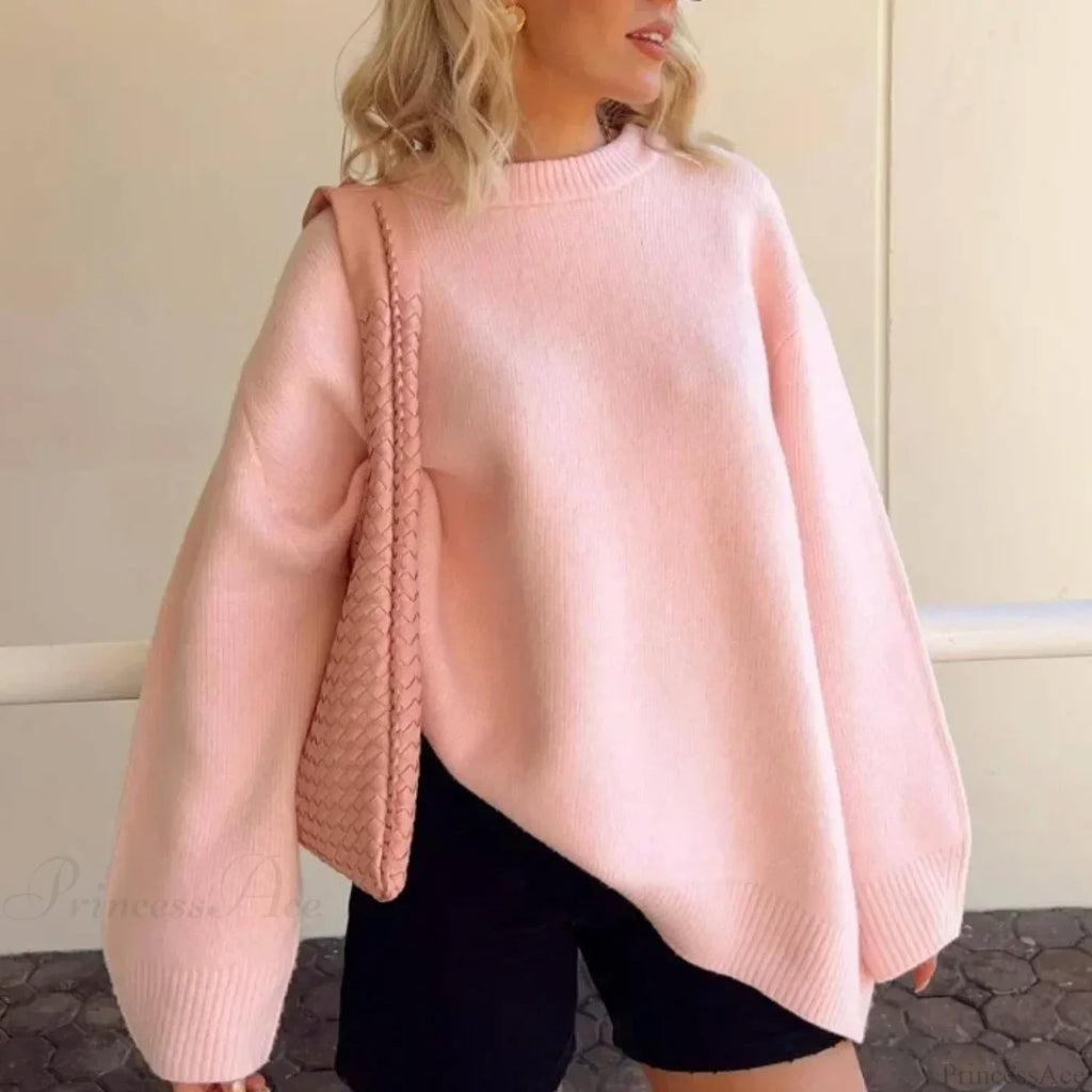 Pink Streetwear O-neck Sweater image 2