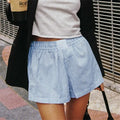 Pink Striped Elastic Waist Short image 2