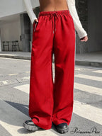 Piping Drawstring Waist Wide Leg Pants image 3