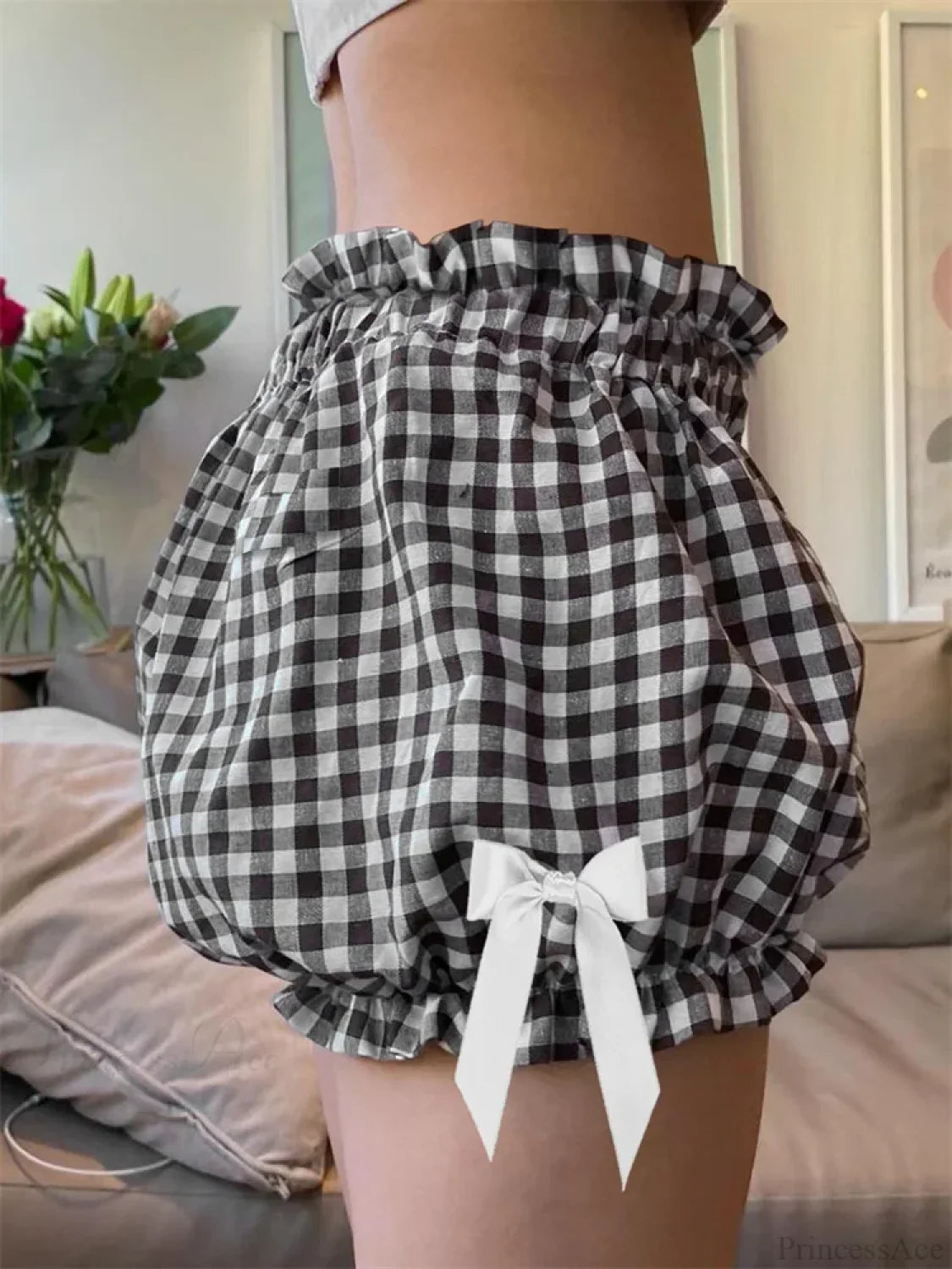 Plaid Bowknot Loose Bloomer Short image 5