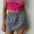 Plaid Button Decro A-Line Skirt image 5