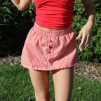 Plaid Button Decro A-Line Skirt image 1