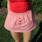 Plaid Button Decro A-Line Skirt image 3