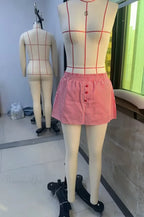 Plaid Button Decro A-Line Skirt image 6