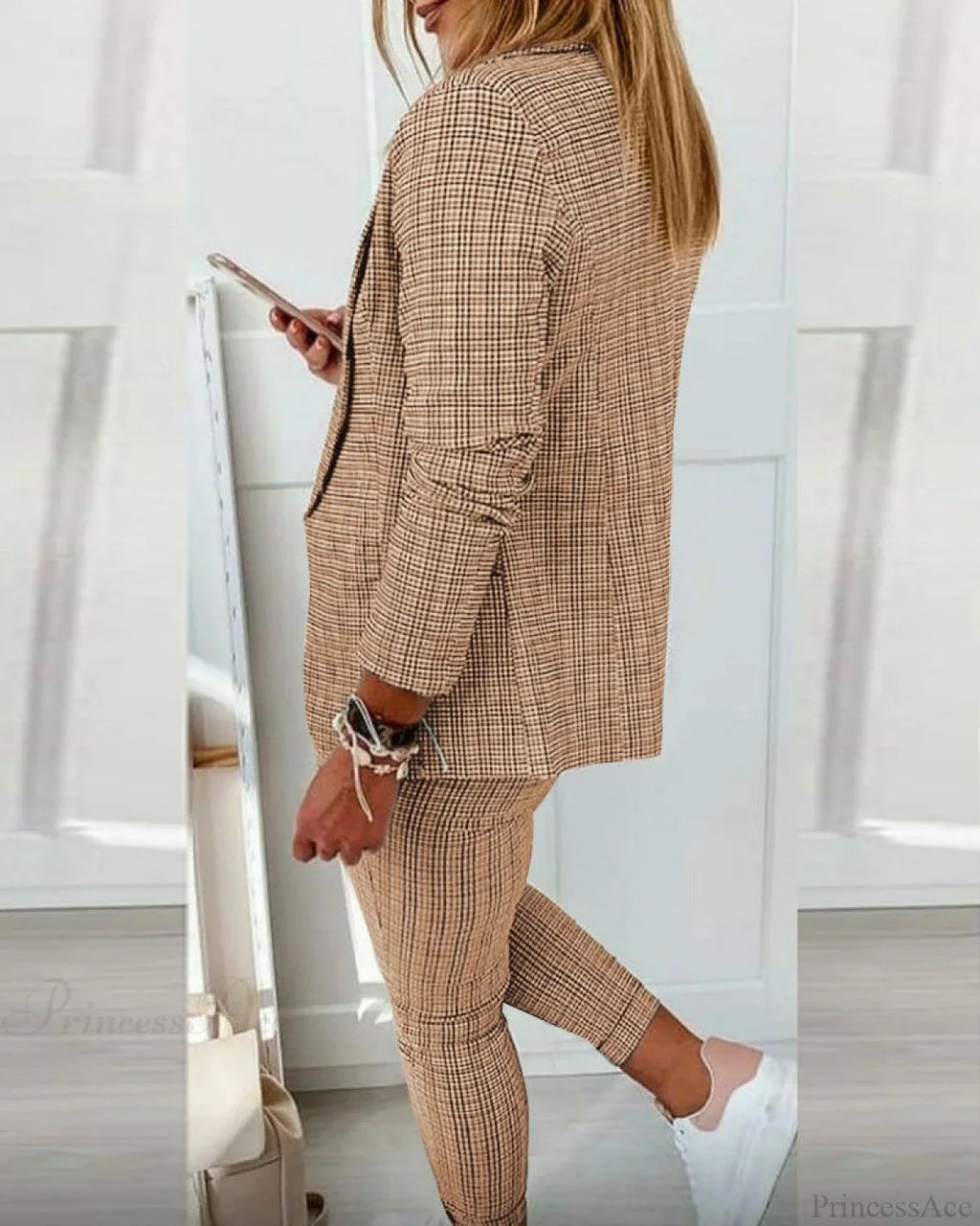 Plaid Comfortable Casual Women's Set image 4