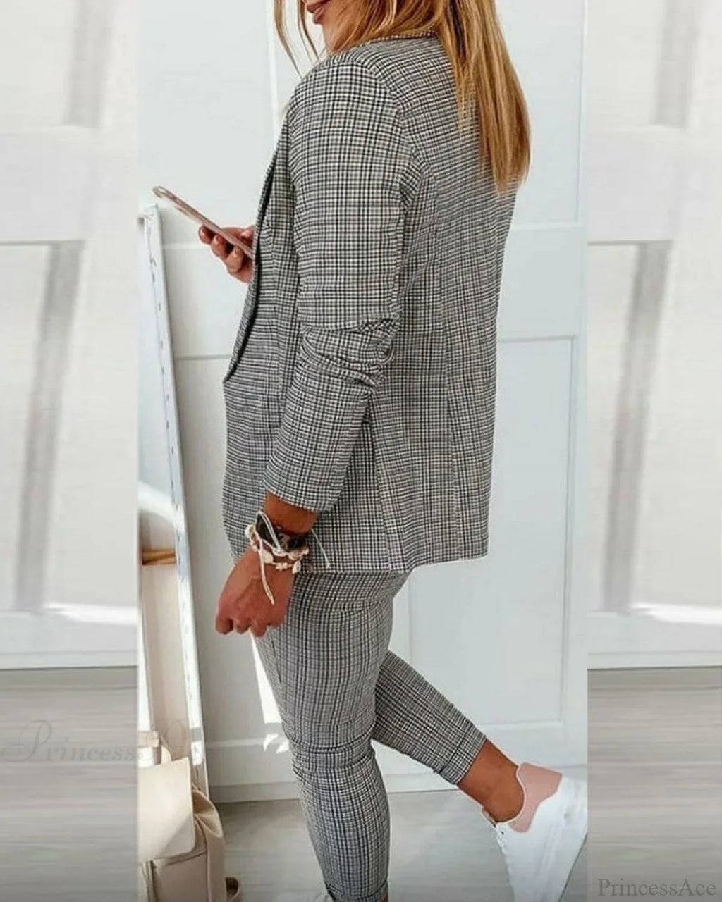 Plaid Comfortable Casual Women's Set image 2