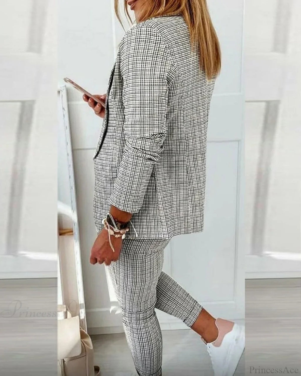 Plaid Comfortable Casual Women's Set image 6