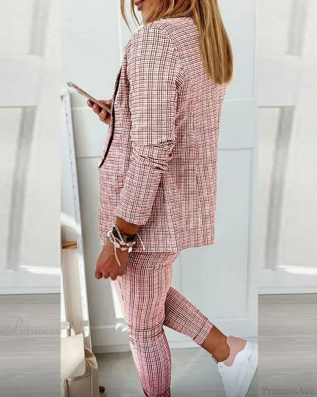 Plaid Comfortable Casual Women's Set image 8