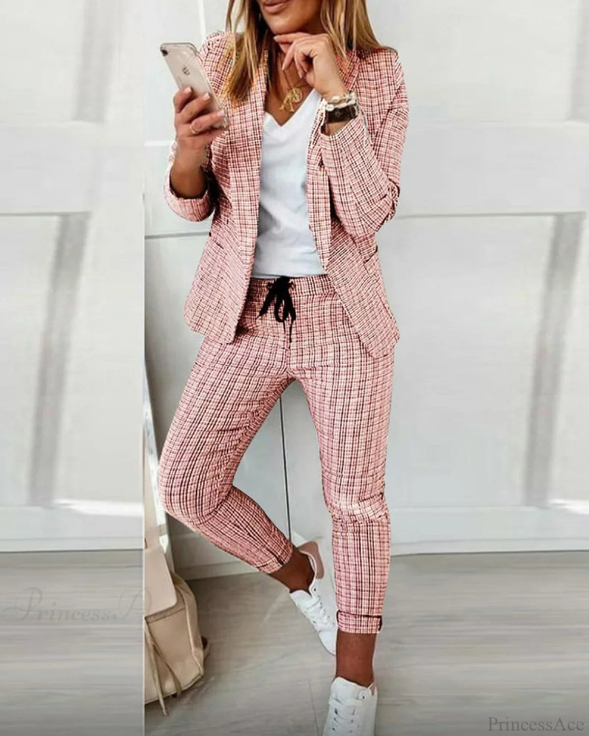 Plaid Comfortable Casual Women's Set image 7