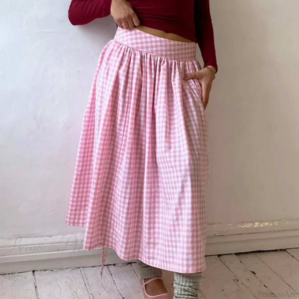 Plaid Drawstring Maxi Skirt image 1