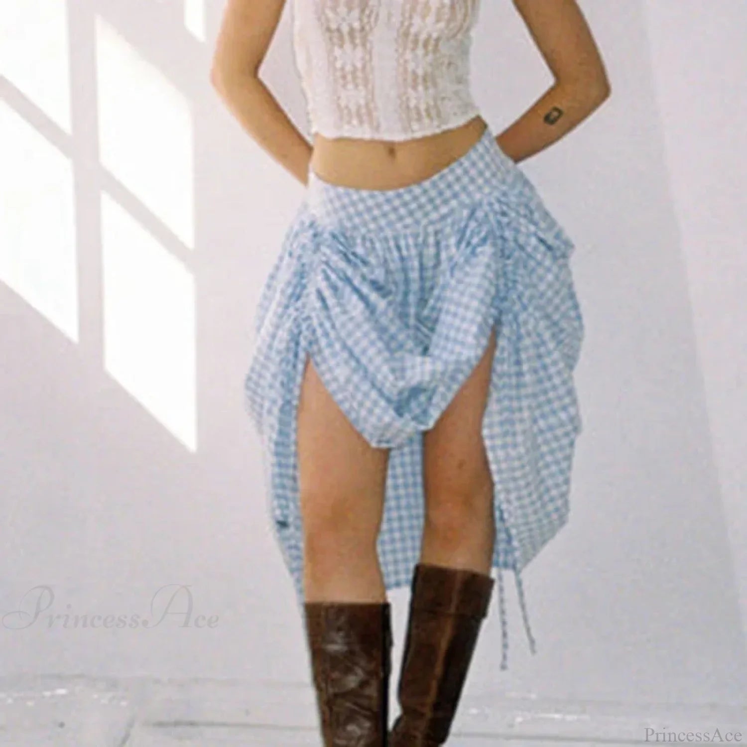 Plaid Drawstring Maxi Skirt image 4