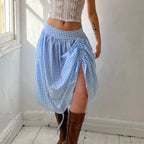 Plaid Drawstring Maxi Skirt image 5