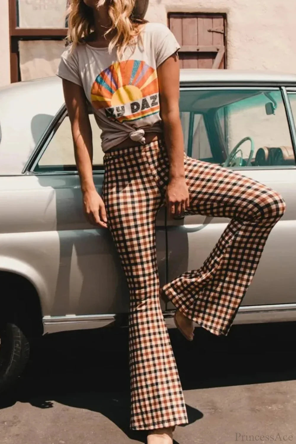 Plaid Flare Fashion Pants image 2