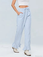 Plaid Flared Drawstring High Waist Casual Pant image 3