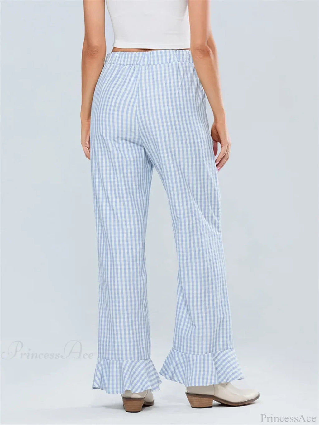 Plaid Flared Drawstring High Waist Casual Pant image 4