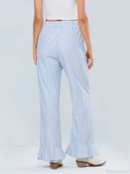 Plaid Flared Drawstring High Waist Casual Pant image 4
