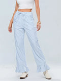 Plaid Flared Drawstring High Waist Casual Pant image 1