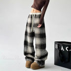 Plaid Fleece High Waist Casual Pants image 1