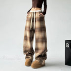 Plaid Fleece High Waist Casual Pants image 6