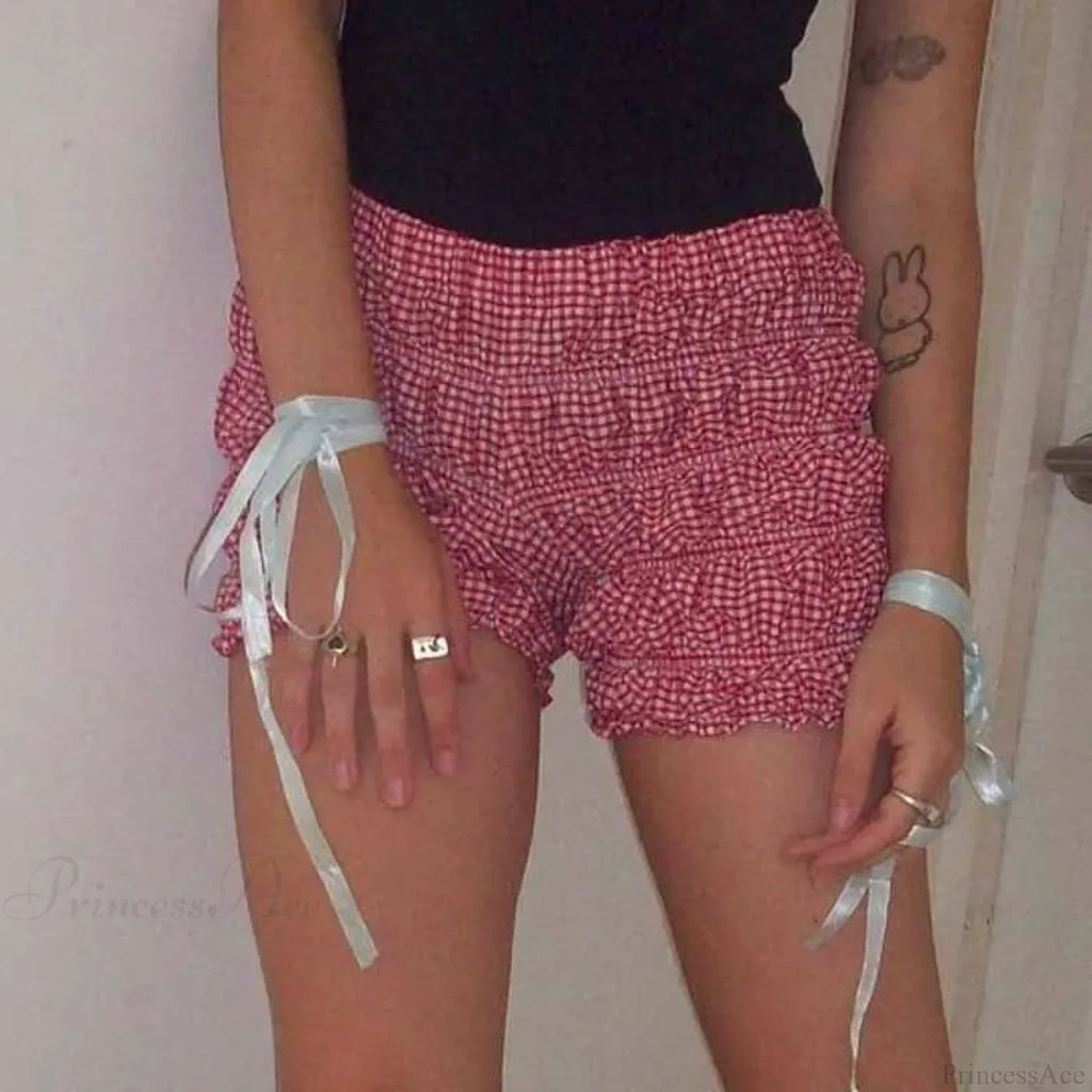 Plaid Frill Tiered Low-Rise Short image 3