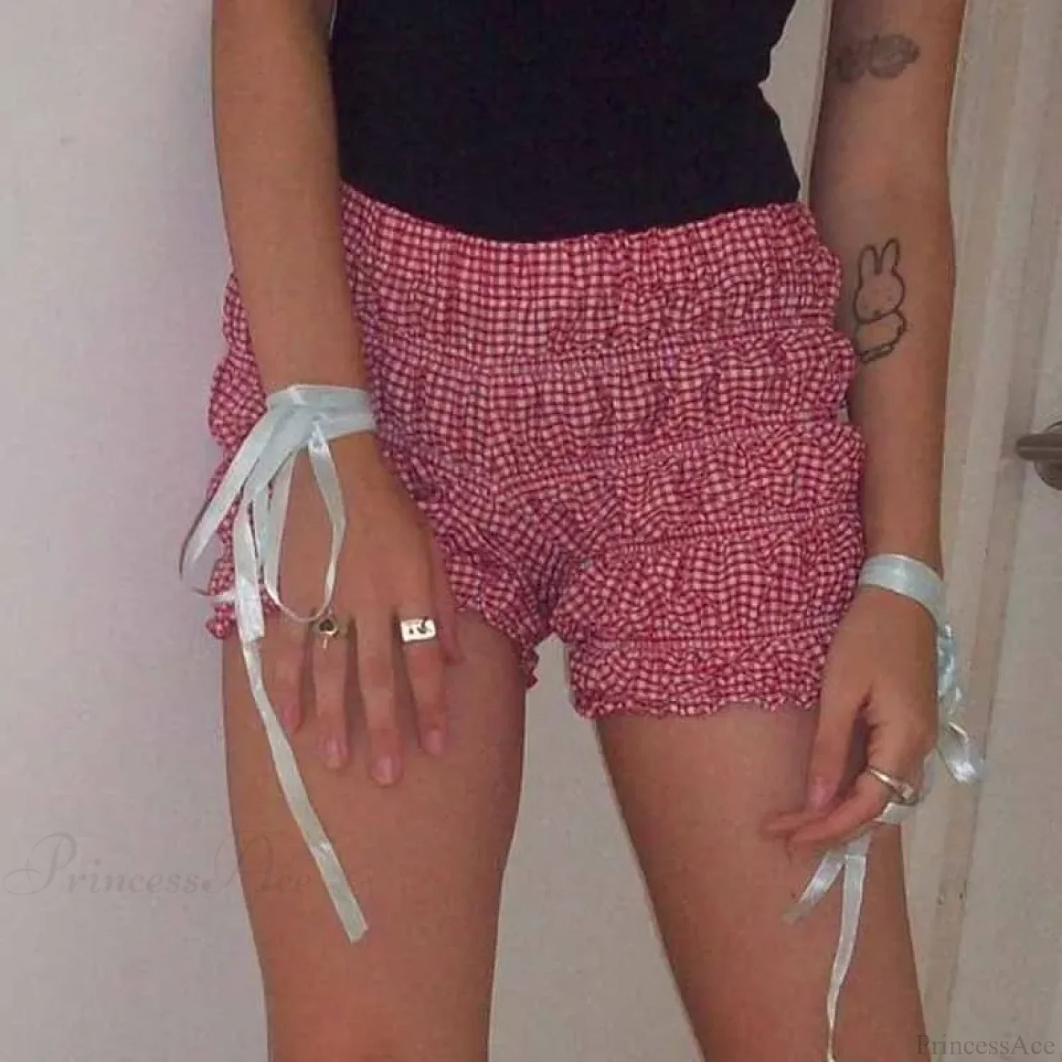 Plaid Frill Tiered Low-Rise Short image 3