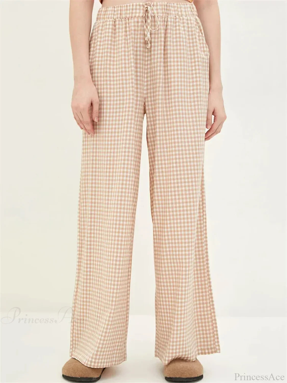Plaid High-Waisted Drawstring Wide Leg Streetwear Pant image 5