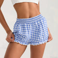 Plaid Lace Trim Elastic Waist Short image 1