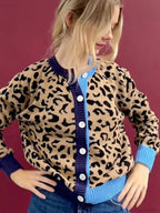 Plaid Lantern Sleeve Knit Cardigan image 6