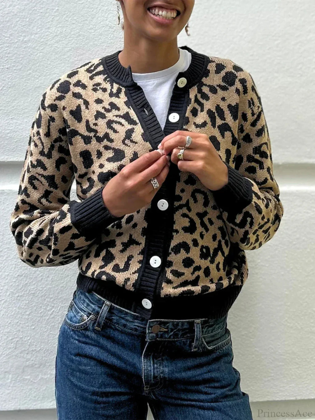 Plaid Lantern Sleeve Knit Cardigan image 9