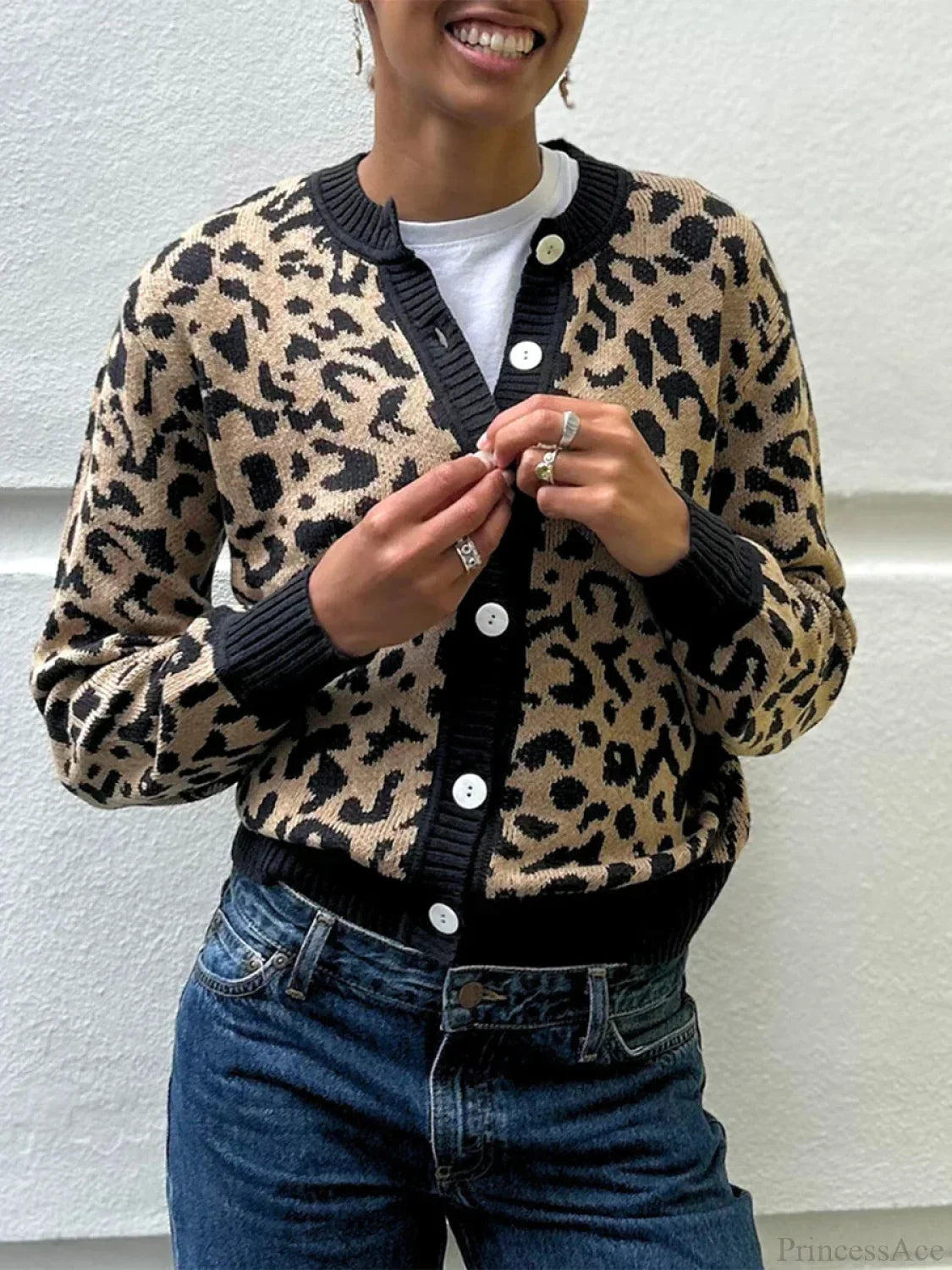 Plaid Lantern Sleeve Knit Cardigan image 9