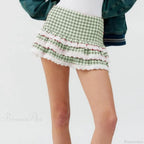 Plaid Layered Lace Zip Skirt image 8