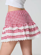 Plaid Layered Lace Zip Skirt image 6