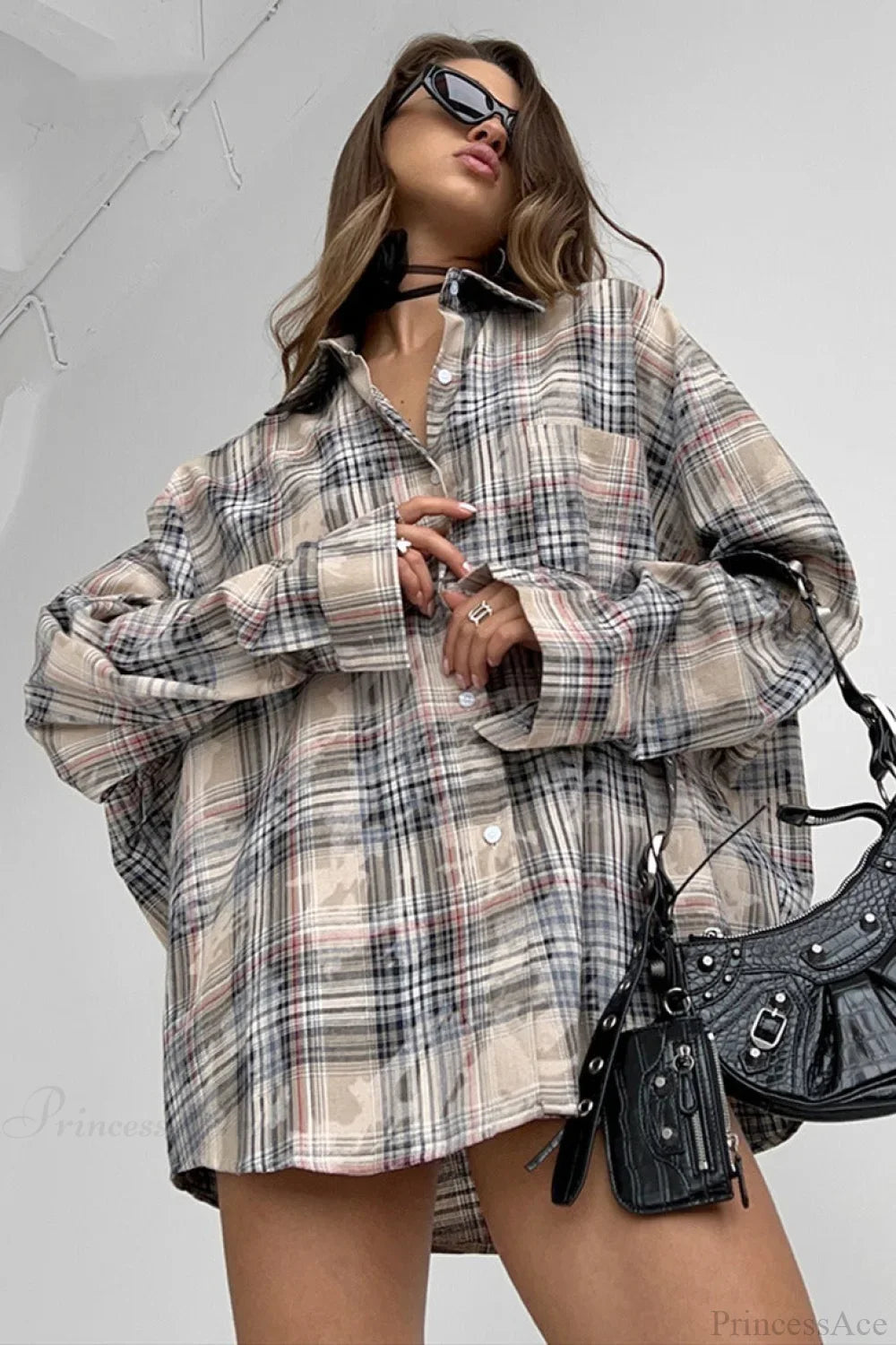 Plaid Long Sleeve Loose Casual Blouse image 1