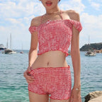 Plaid Matching Cropped Tank High Waist Shorts Two Pieces Set image 5
