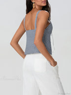 Plaid Print Backless Sleeveless Low Cut Tied Crop Vest image 4
